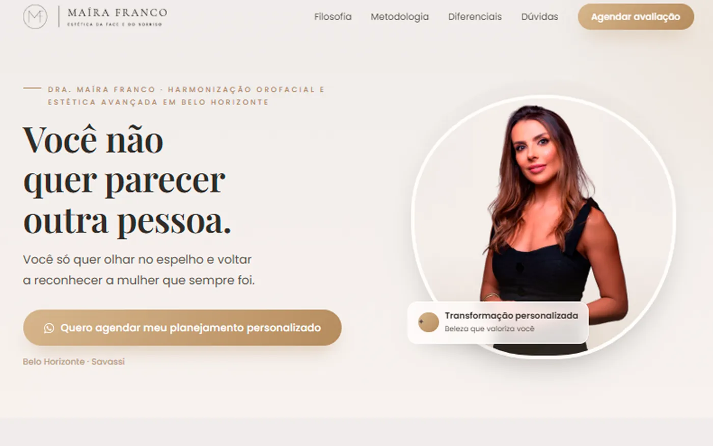 Landing page desenvolvida para a Dra. Maíra Franco, harmonização orofacial e estética avançada em Belo Horizonte